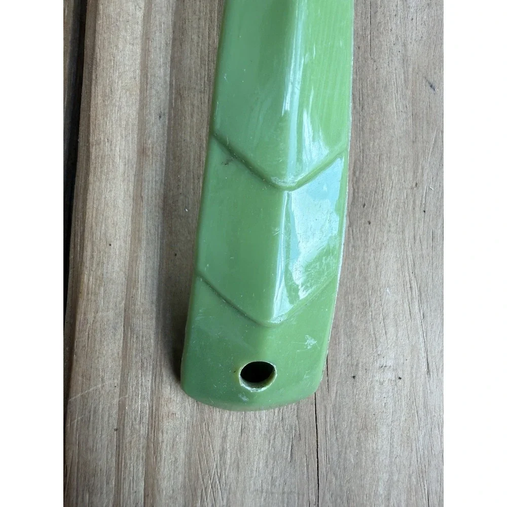 Two Vintage  Melamine Kitchen Utensils Spork Spoon Green Serving Set